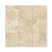Kwadratowe płytki trawertynowe Ivory Classic Mix 10x10 cm w odcieniu jasnego beżu