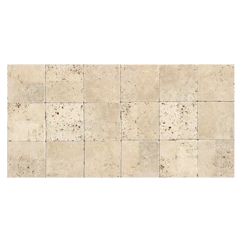 Kwadratowe płytki trawertynowe Ivory Classic Mix 10x10 cm w odcieniu jasnego beżu