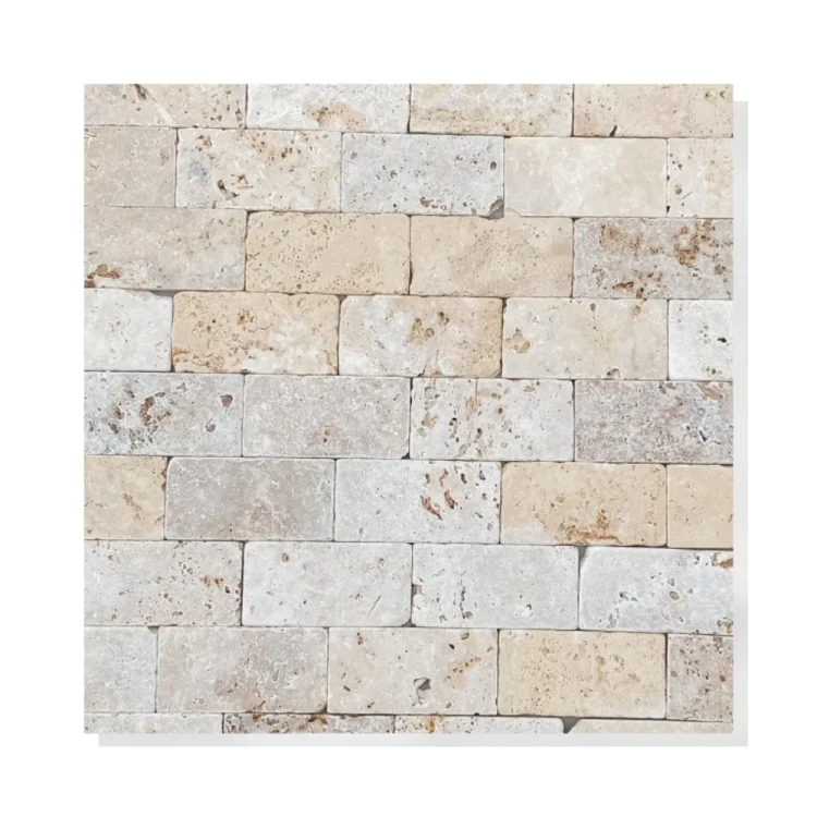 Płytka z jasnego trawertynu Ivory Classic Mix 7,5x15 cm naturalna cegiełka.