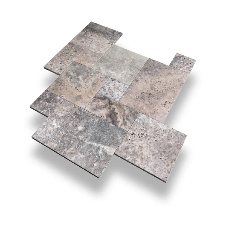 Trawertyn Ash Argent Komplet Rzymski 3 cm – układ wzoru.