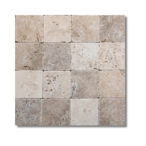 Zestaw płytek trawertynowych Blend Mix 10x10 cm w różnych odcieniach beżu