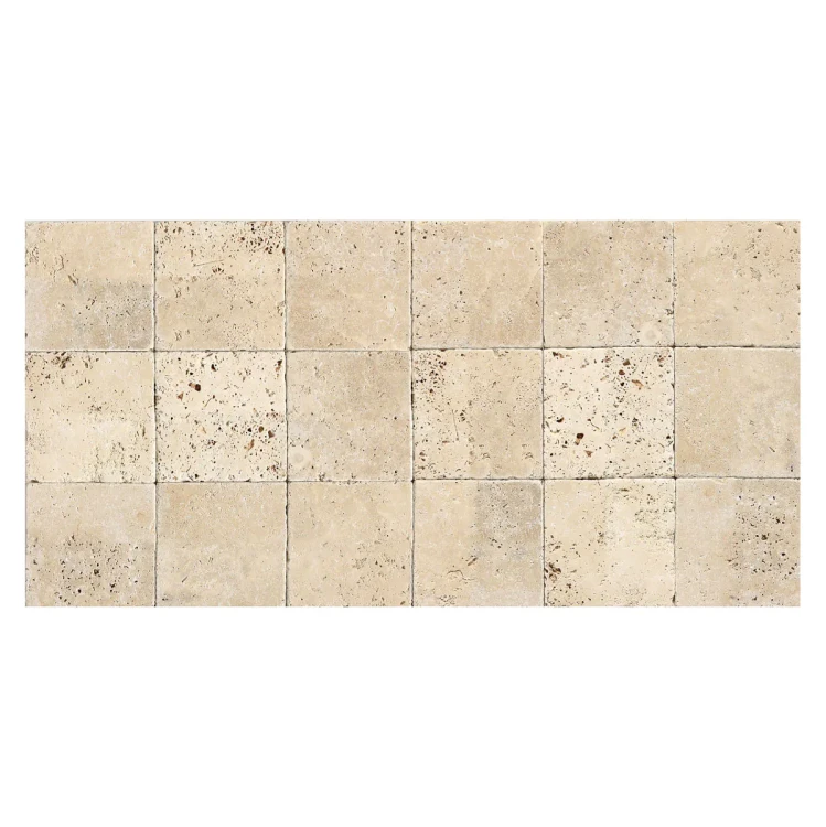 Kwadratowe płytki trawertynowe Ivory Classic Mix 10x10 cm w odcieniu jasnego beżu