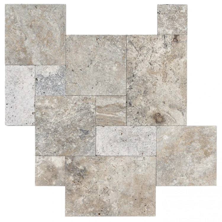 Komplet rzymski trawertyn Silver Latte Greige 12mm.